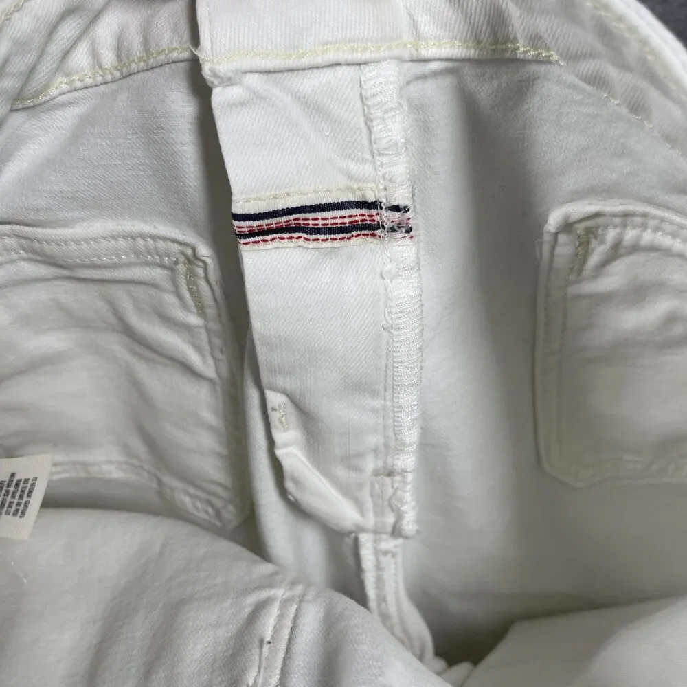 Pilcro And The Letterpress Jeans Womens 28 White Flared High Rise Stretch Denim